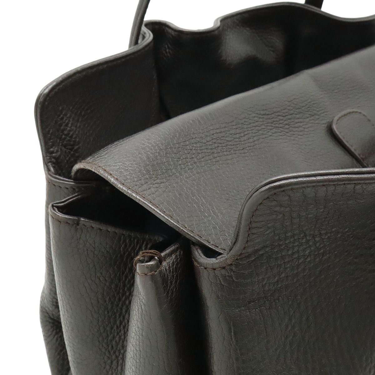 Bvlgari Twist Tote Shoulder Bag Leather Dark Brown Gold — view 6