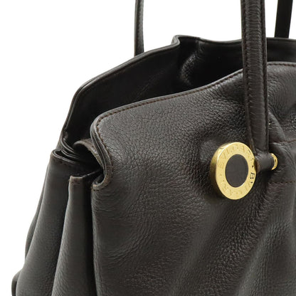 Bvlgari Twist Tote Shoulder Bag Leather Dark Brown Gold — view 4