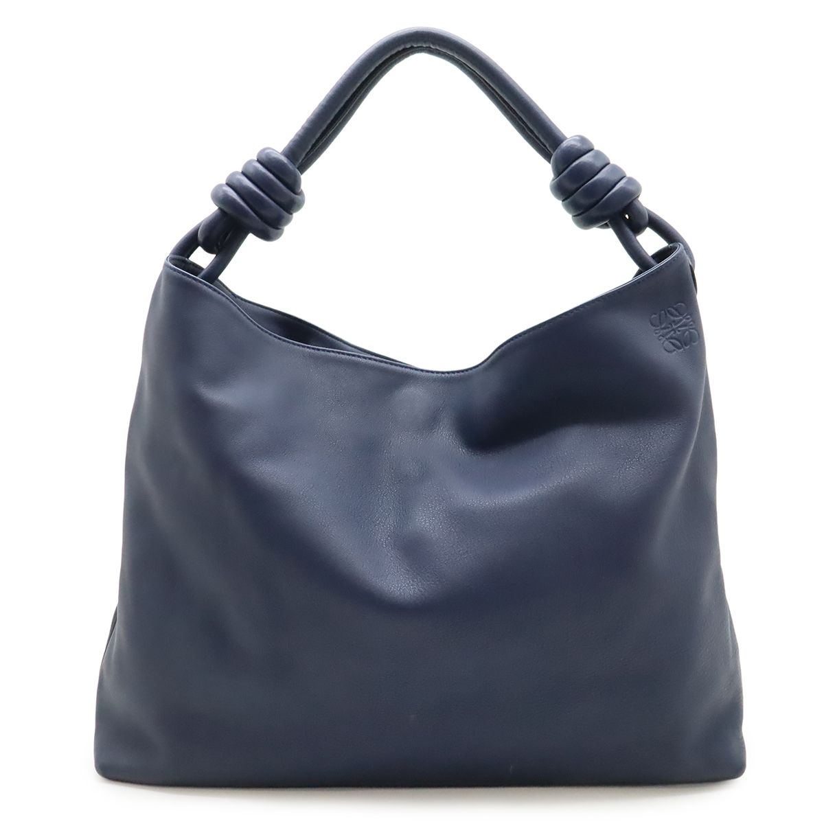 Loewe Flamenco Hobo Anagram Shoulder Bag Semi Leather Navy