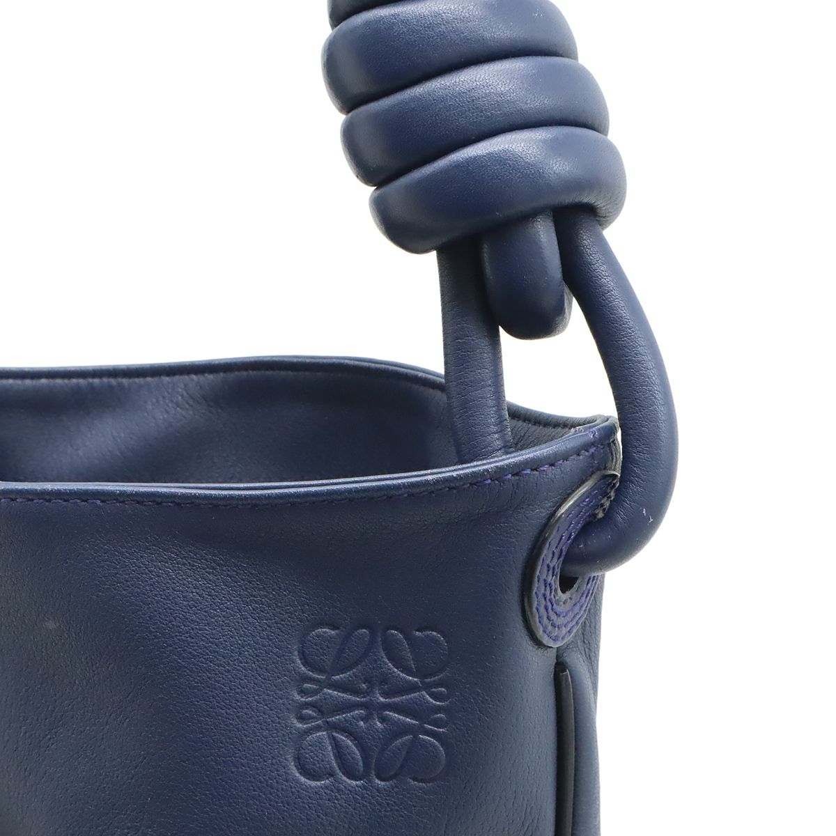Loewe Flamenco Hobo Anagram Shoulder Bag Semi Leather Navy — view 4