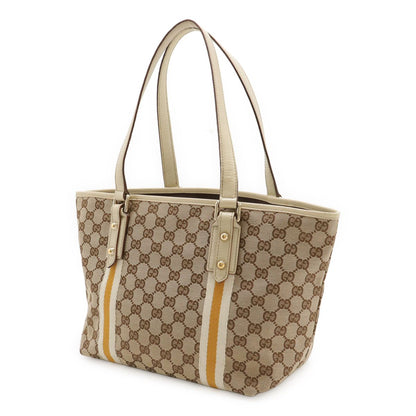 Gucci GG Canvas Sherry Line Tote Shoulder Bag Leather Khaki Beige Ivory Master — view 2