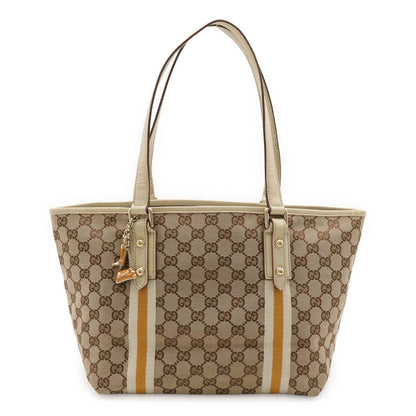 Gucci GG Canvas Sherry Line Tote Shoulder Bag Leather Khaki Beige Ivory Master