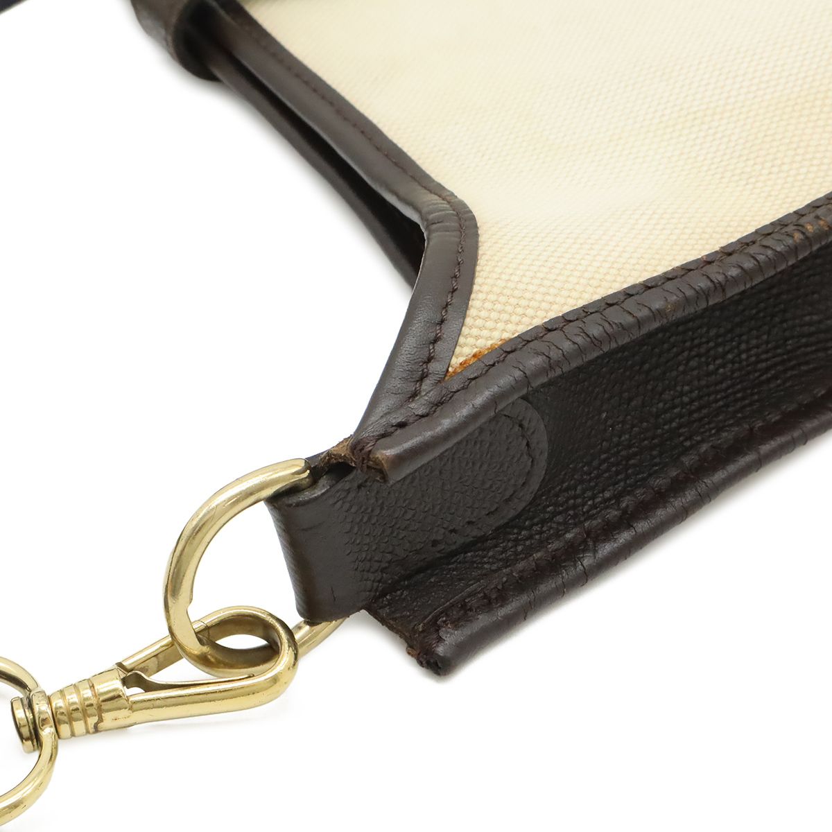 Hermes Evelyne GM I 1 Shoulder Bag Crossbody Toile Ash Leather Natural Dark — view 7
