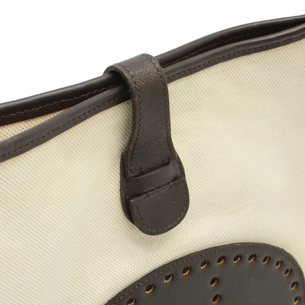 Hermes Evelyne GM I 1 Shoulder Bag Crossbody Toile Ash Leather Natural Dark — view 8