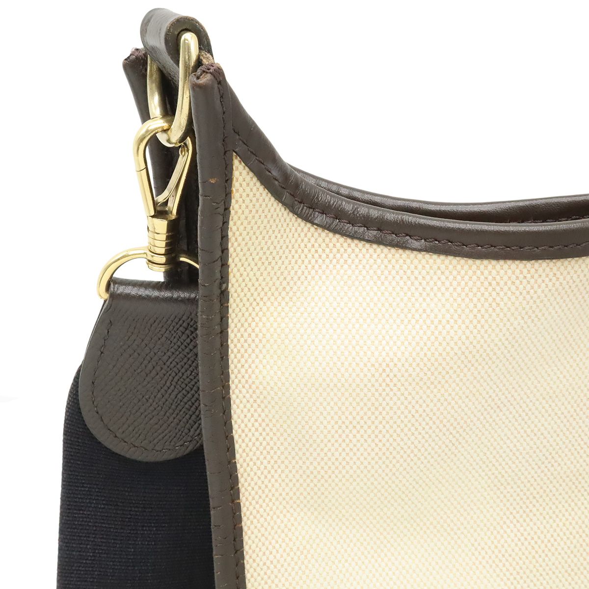 Hermes Evelyne GM I 1 Shoulder Bag Crossbody Toile Ash Leather Natural Dark — view 4