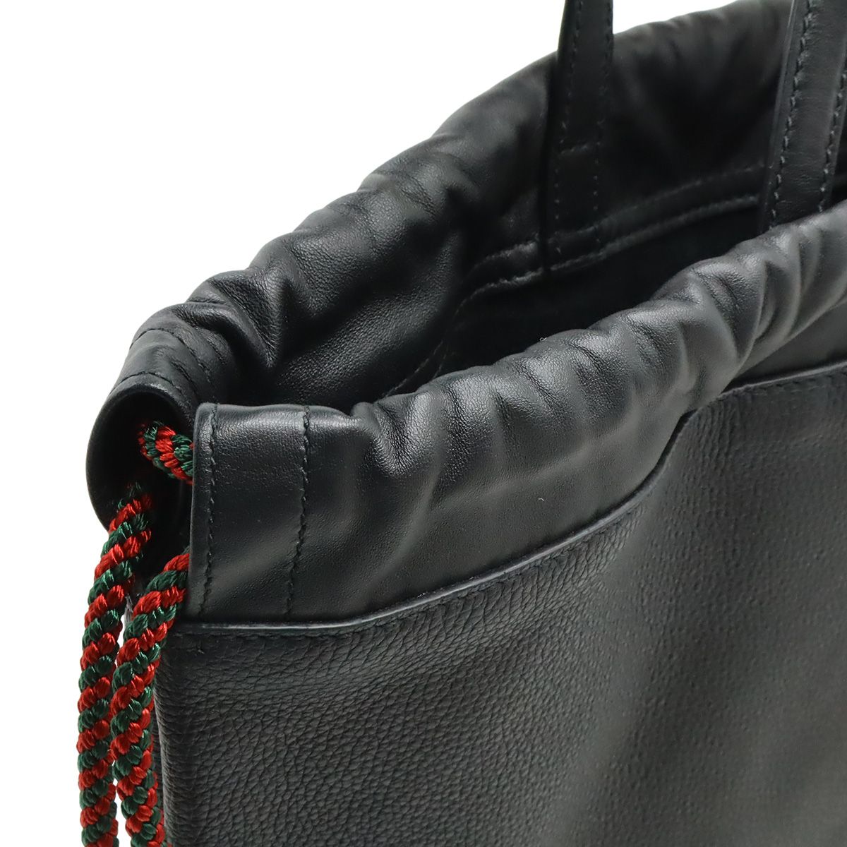 Gucci Print Drawstring Backpack 2-Way Tote Leather Black — view 4