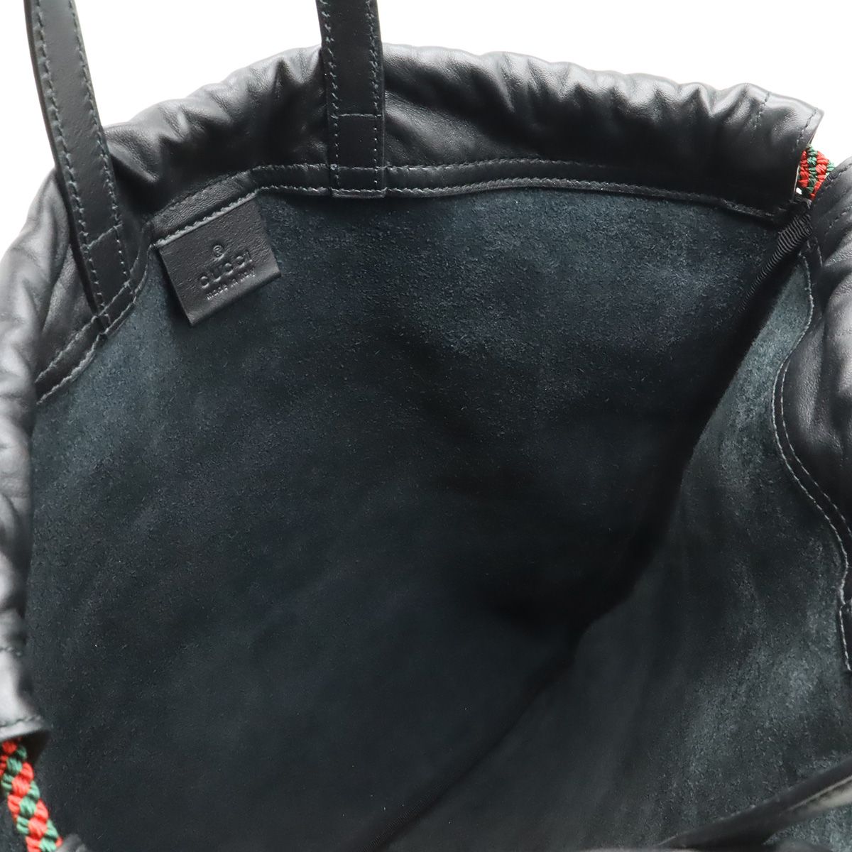 Gucci Print Drawstring Backpack 2-Way Tote Leather Black — view 7