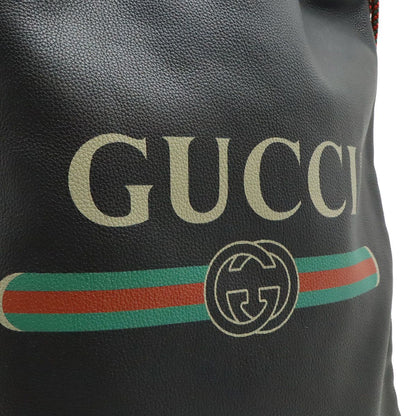 Gucci Print Drawstring Backpack 2-Way Tote Leather Black — view 8