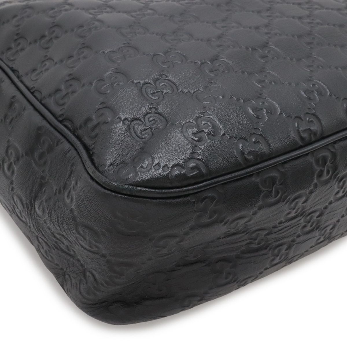 Gucci Guccissima Sherry Line Shoulder Bag Rubber Coating Leather Black Silver — view 3