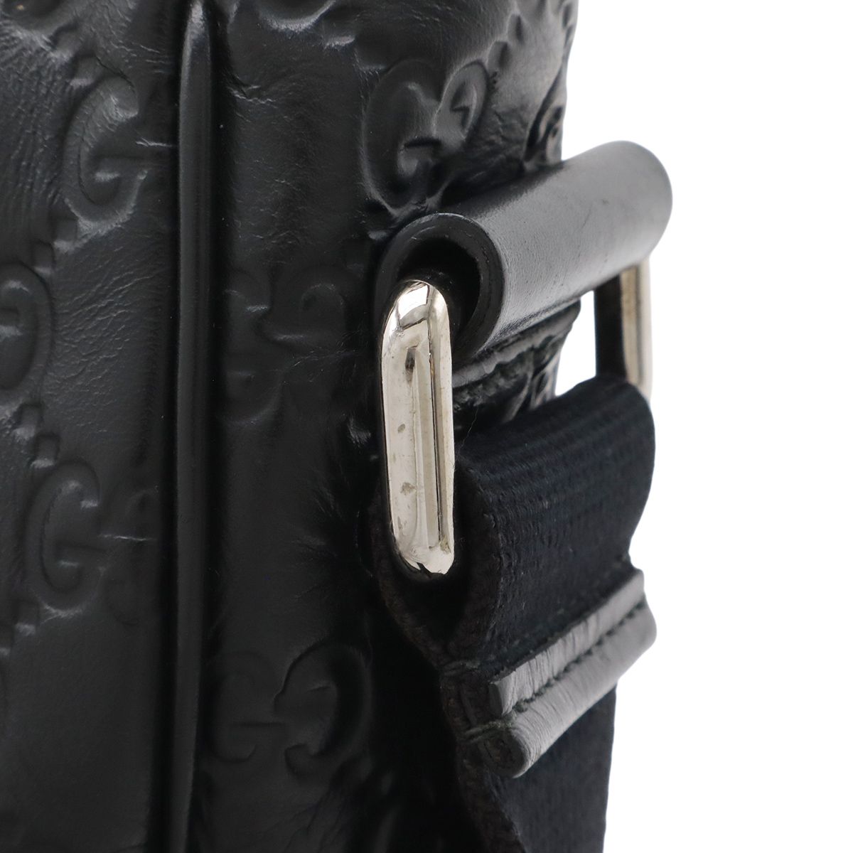Gucci Guccissima Sherry Line Shoulder Bag Rubber Coating Leather Black Silver — view 7