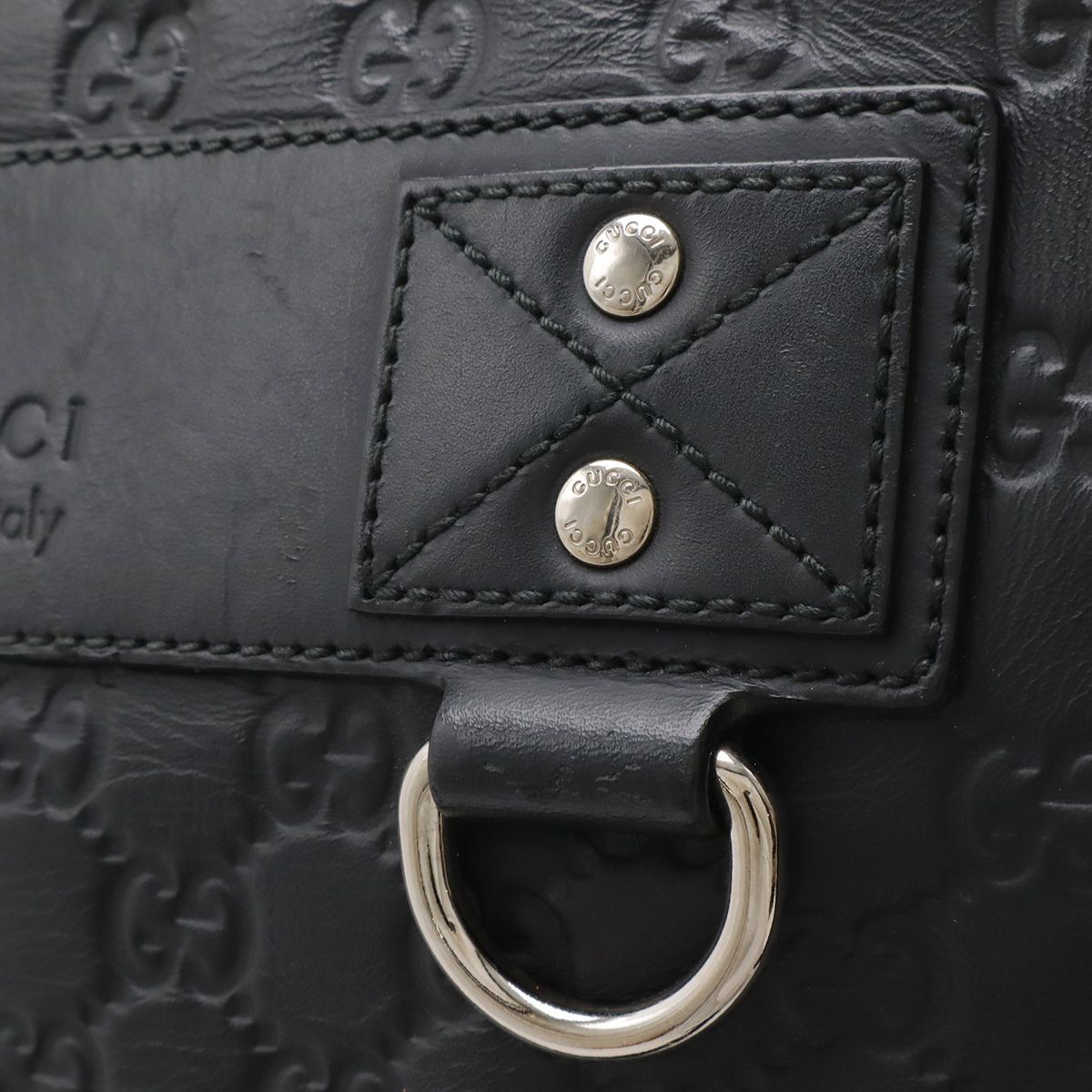 Gucci Guccissima Sherry Line Shoulder Bag Rubber Coating Leather Black Silver — view 4