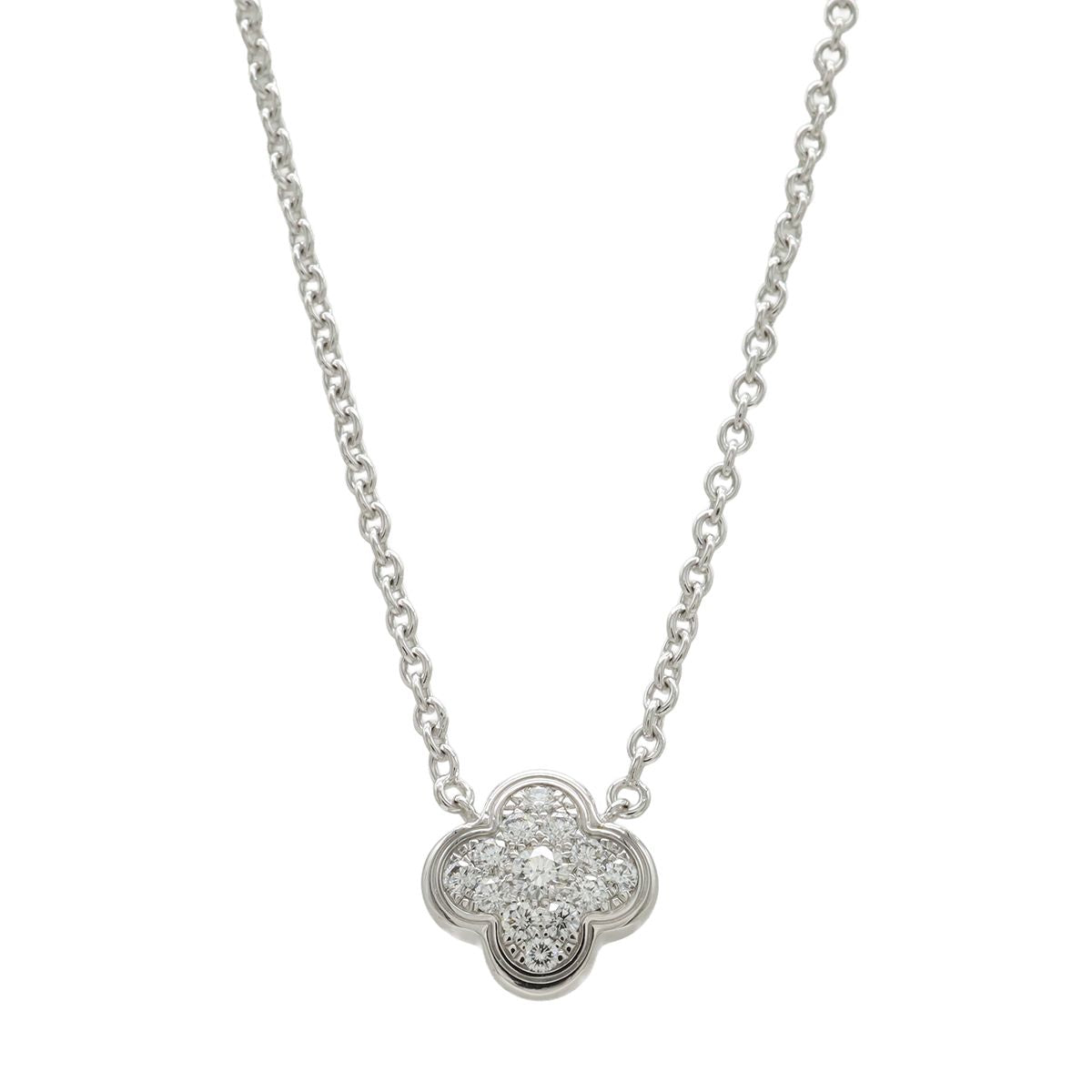 Van Cleef & Arpels Pure Alhambra Necklace Pendant 18k White Gold Diamond