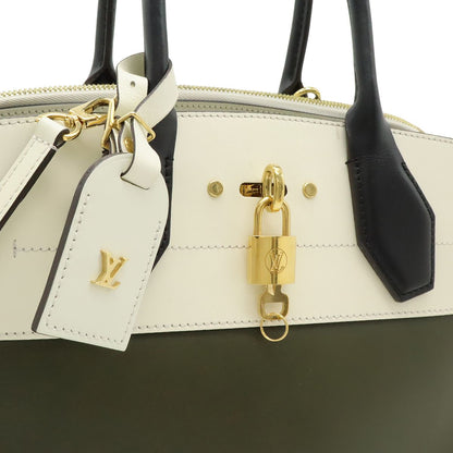 Louis Vuitton City Steamer MM 2-Way Shoulder Bag Bicolor Leather Khaki Ivory — view 9