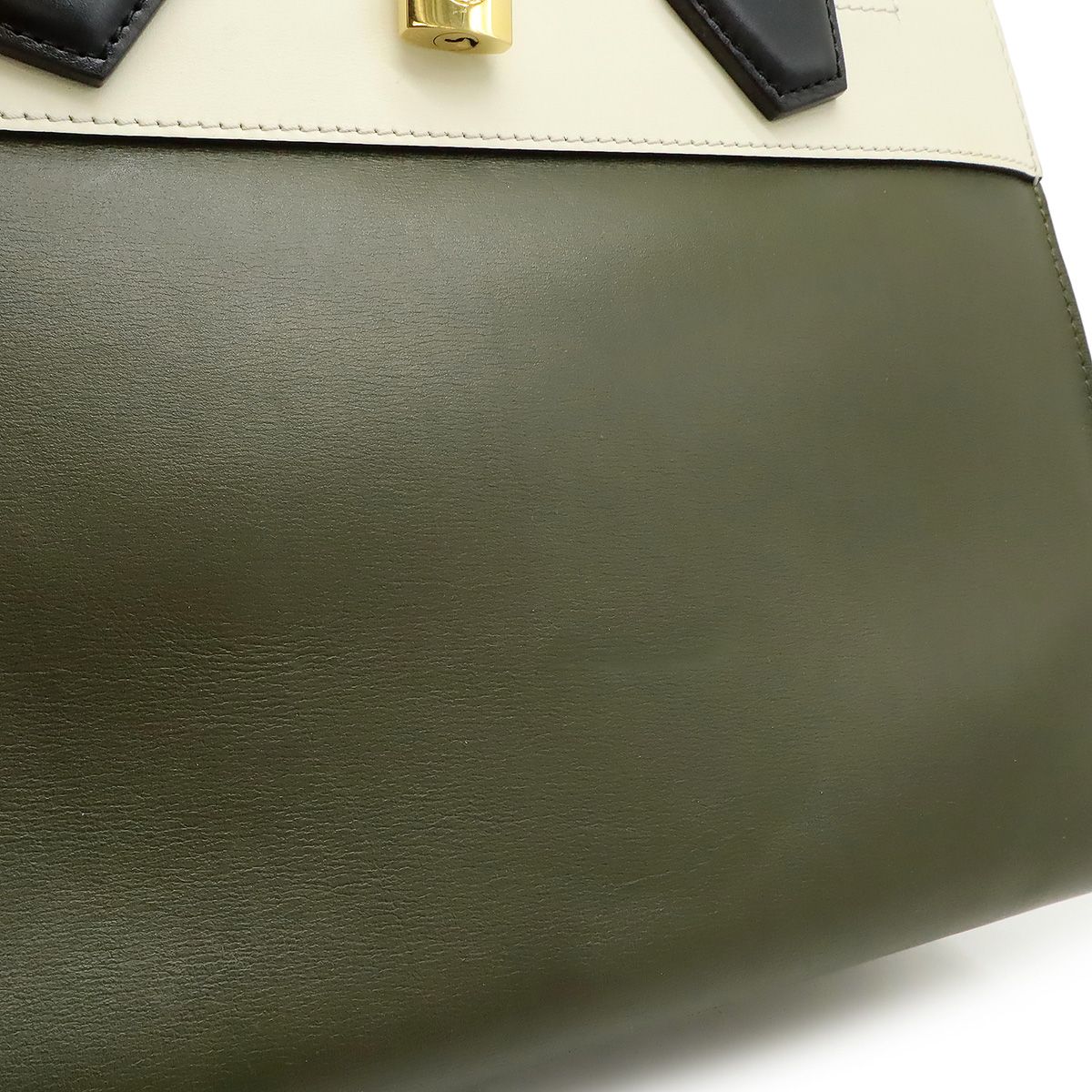 Louis Vuitton City Steamer MM 2-Way Shoulder Bag Bicolor Leather Khaki Ivory — view 8