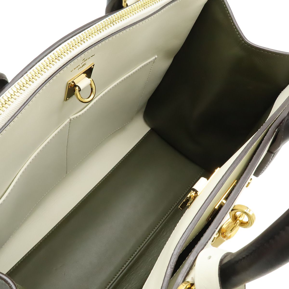 Louis Vuitton City Steamer MM 2-Way Shoulder Bag Bicolor Leather Khaki Ivory — view 5