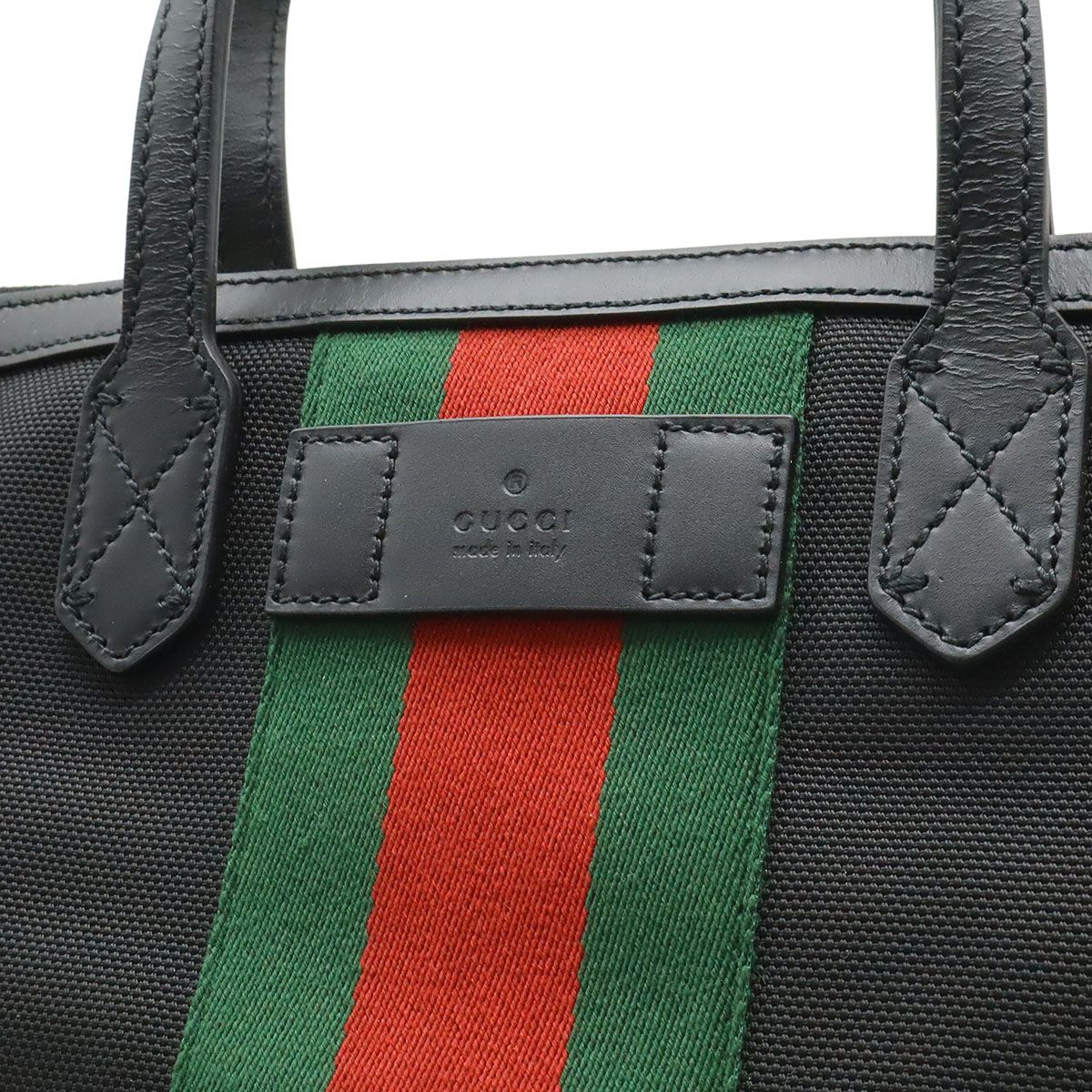 Gucci Web Stripe Sherry Line Tote 2-Way Shoulder Bag Nylon Canvas Black — view 8