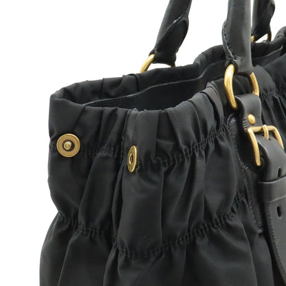 Prada Gather Tote Nylon Leather Nero Black Gold — view 5