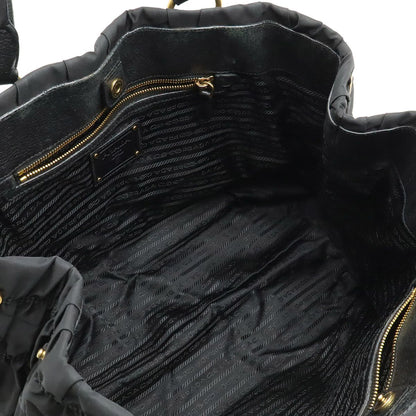 Prada Gather Tote Nylon Leather Nero Black Gold — view 6