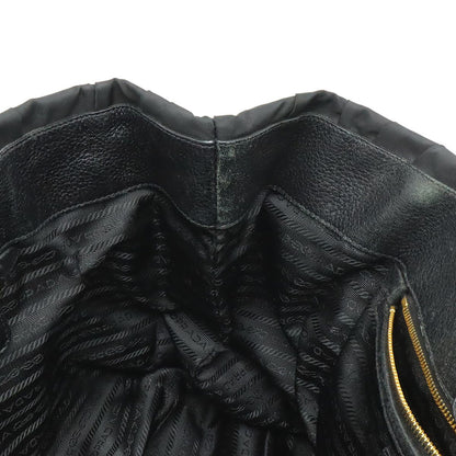 Prada Gather Tote Nylon Leather Nero Black Gold — view 7