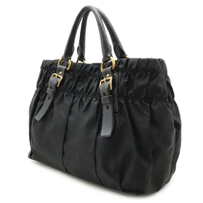 Prada Gather Tote Nylon Leather Nero Black Gold — view 2