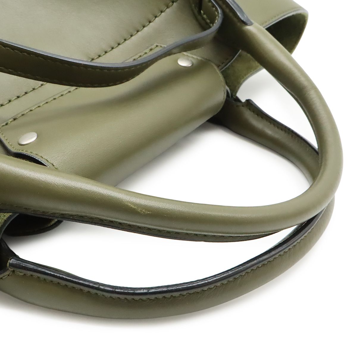 Celine Big Small 2-Way Shoulder Bag Crossbody Leather Olive Green Silver — view 4