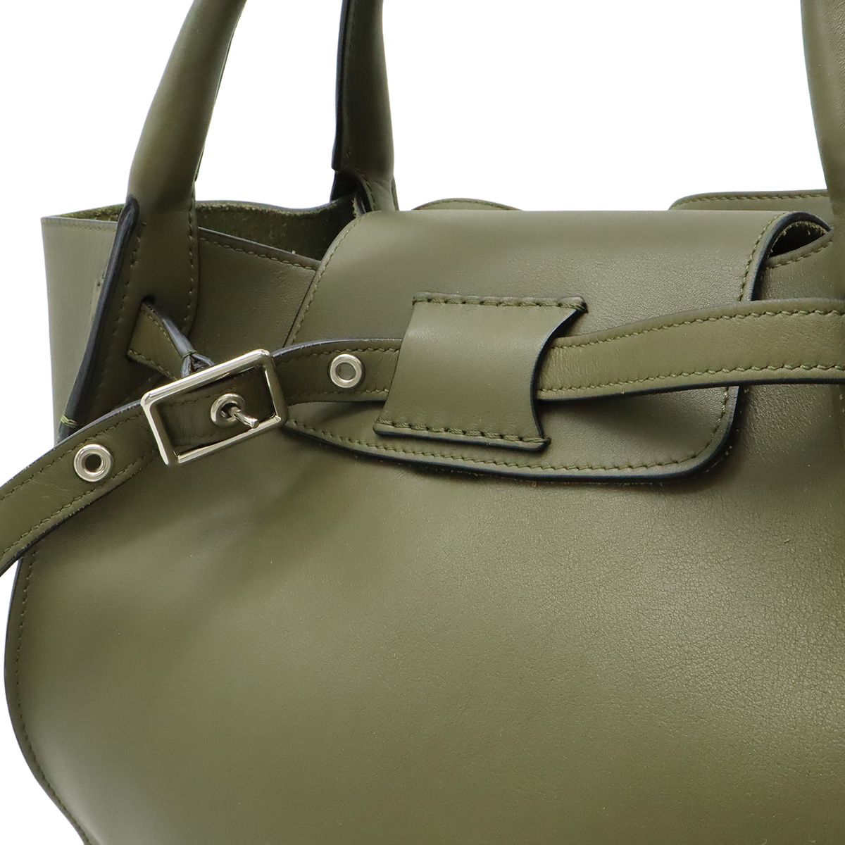 Celine Big Small 2-Way Shoulder Bag Crossbody Leather Olive Green Silver — view 7