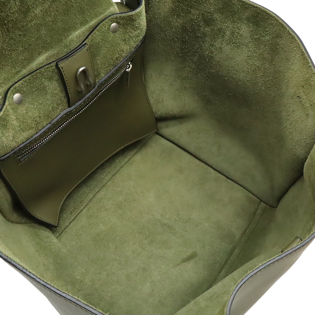 Celine Big Small 2-Way Shoulder Bag Crossbody Leather Olive Green Silver — view 5
