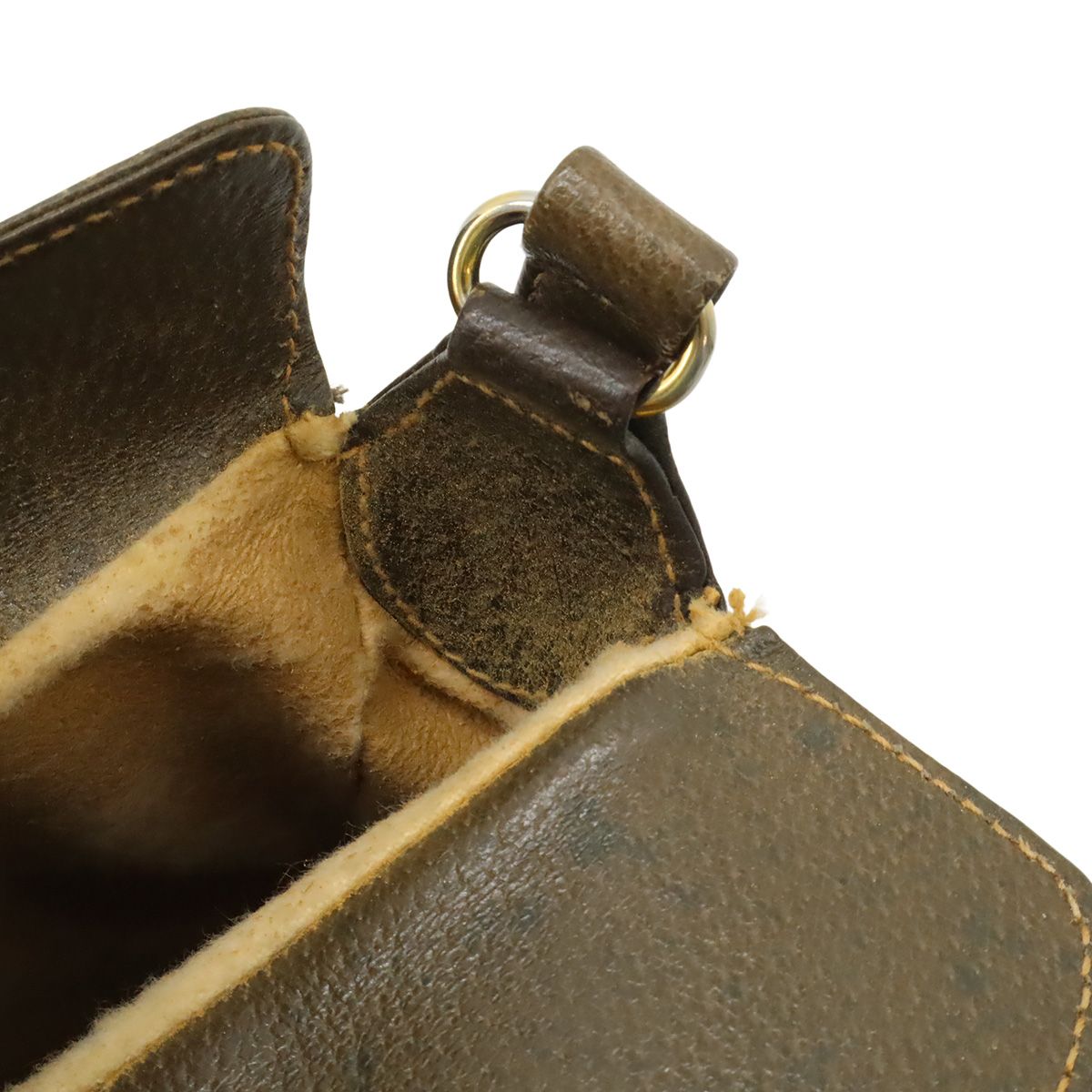 Gucci Vintage GG Plus Sherry Line Shoulder Bag Pochette Leather Beige Brown — view 7