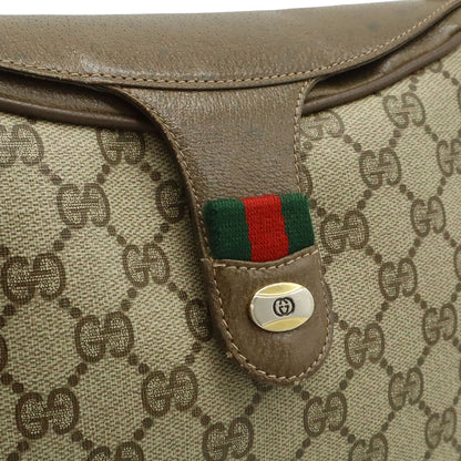 Gucci Vintage GG Plus Sherry Line Shoulder Bag Pochette Leather Beige Brown — view 9