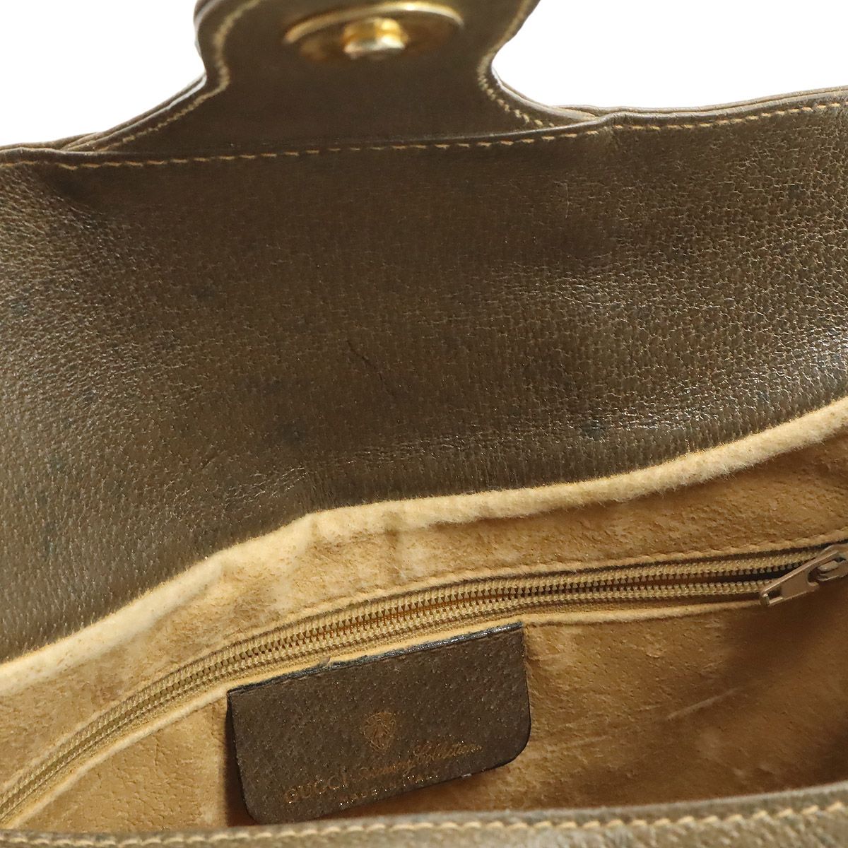 Gucci Vintage GG Plus Sherry Line Shoulder Bag Pochette Leather Beige Brown — view 8