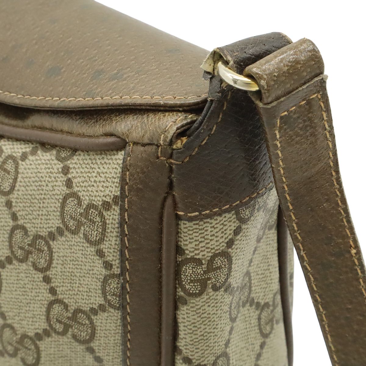 Gucci Vintage GG Plus Sherry Line Shoulder Bag Pochette Leather Beige Brown — view 4