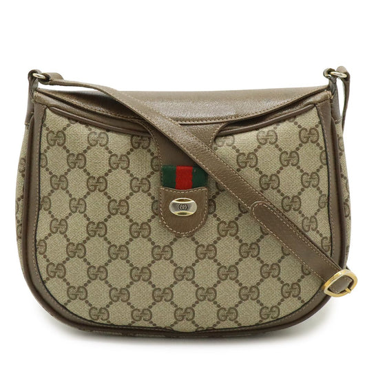 Gucci Vintage GG Plus Sherry Line Shoulder Bag Pochette Leather Beige Brown