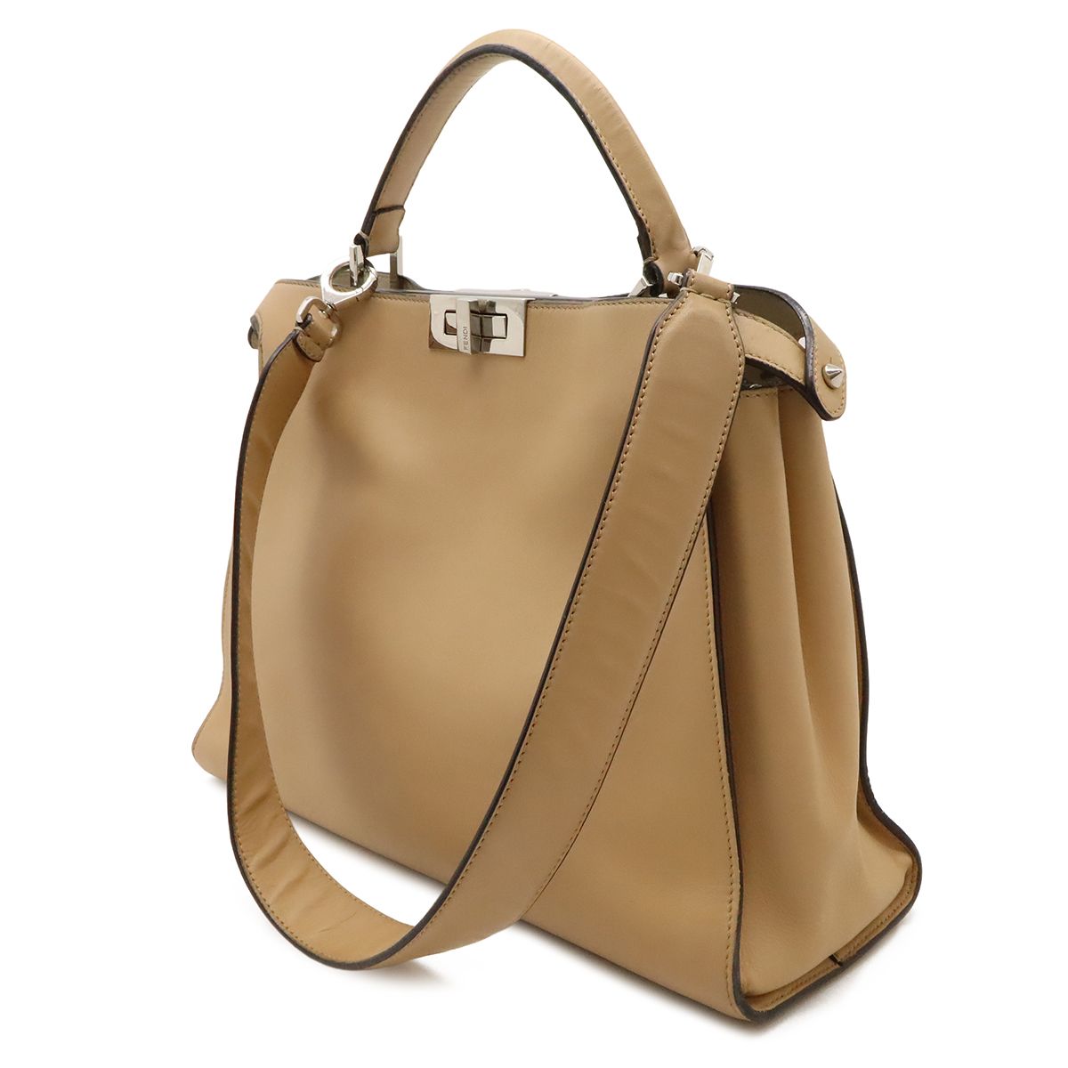 Fendi Peekaboo Essential 2-Way Shoulder Bag Leather Beige Silver — view 2
