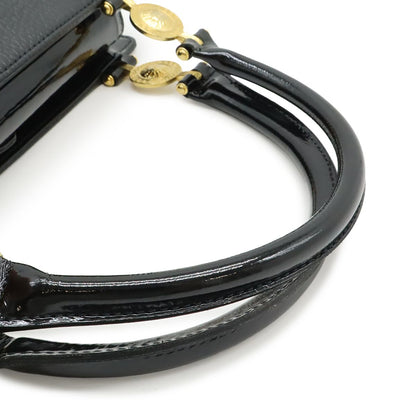 Versace Gianni Sunburst Handbag Leather Enamel Black Gold — view 4