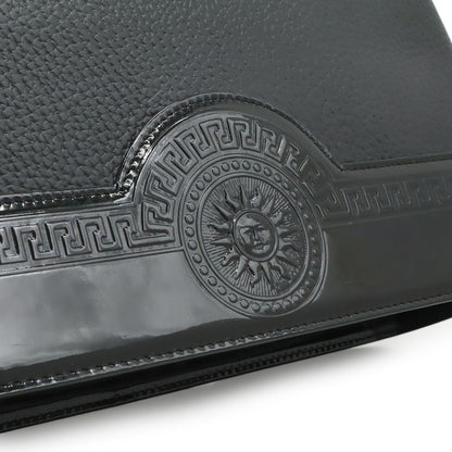 Versace Gianni Sunburst Handbag Leather Enamel Black Gold — view 9