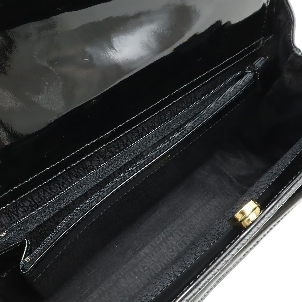 Versace Gianni Sunburst Handbag Leather Enamel Black Gold — view 5