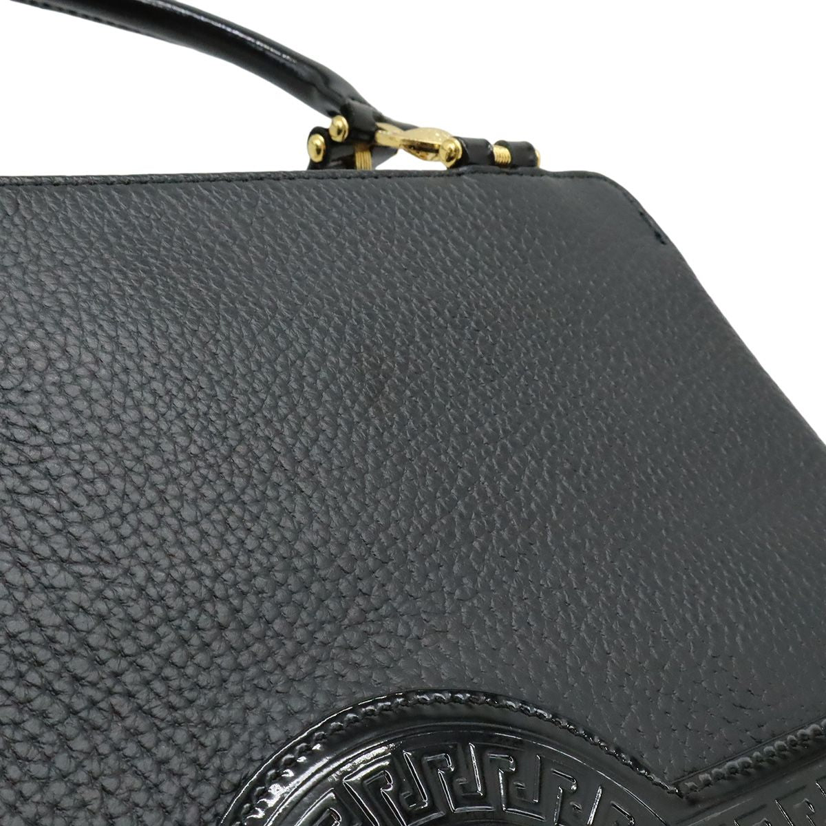 Versace Gianni Sunburst Handbag Leather Enamel Black Gold — view 8