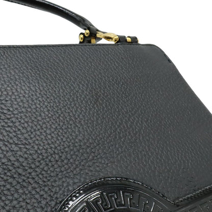 Versace Gianni Sunburst Handbag Leather Enamel Black Gold — view 8