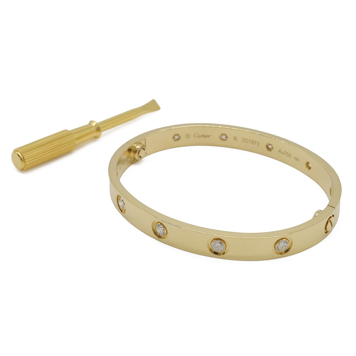 Cartier Love Bracelet Full Diamond 18k Yellow Gold 16