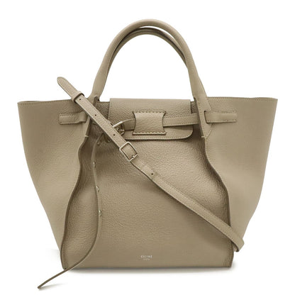 Celine Big Small 2-Way Shoulder Bag Crossbody Leather Gray Silver