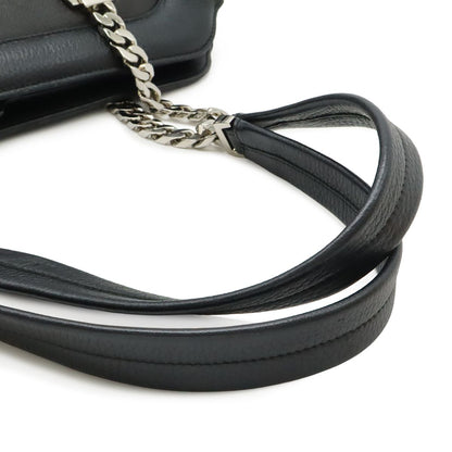Cartier Ladonya Chain Shoulder Bag Bicolor Leather Black Dark Brown Silver — view 4