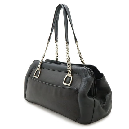 Cartier Ladonya Chain Shoulder Bag Bicolor Leather Black Dark Brown Silver — view 2