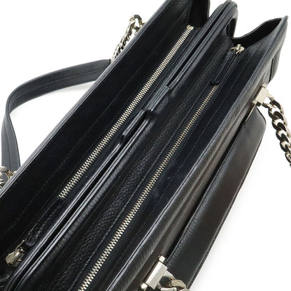 Cartier Ladonya Chain Shoulder Bag Bicolor Leather Black Dark Brown Silver — view 5