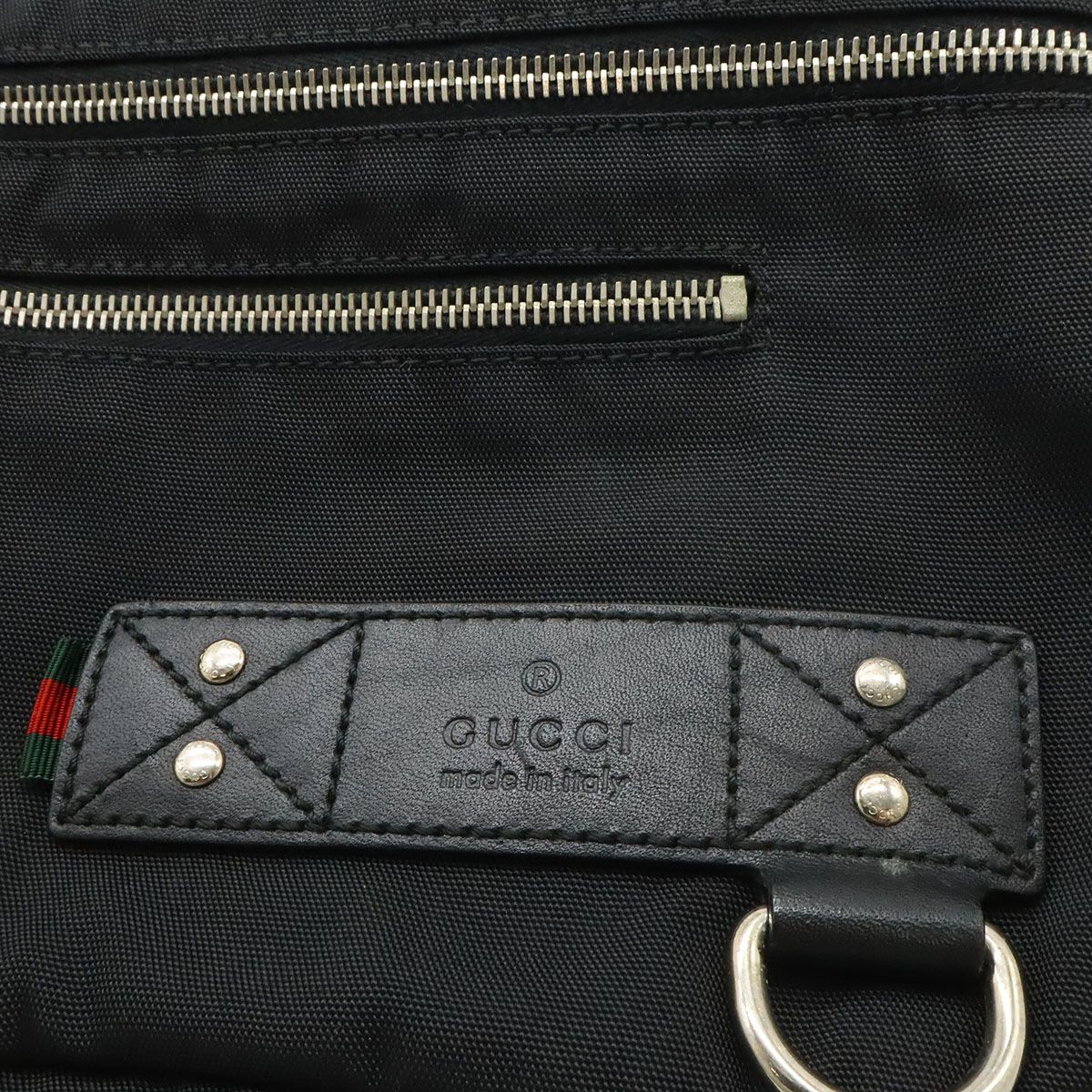 Gucci Belt Bag Waist Pouch Hip Nylon Canvas Black Silver — view 7