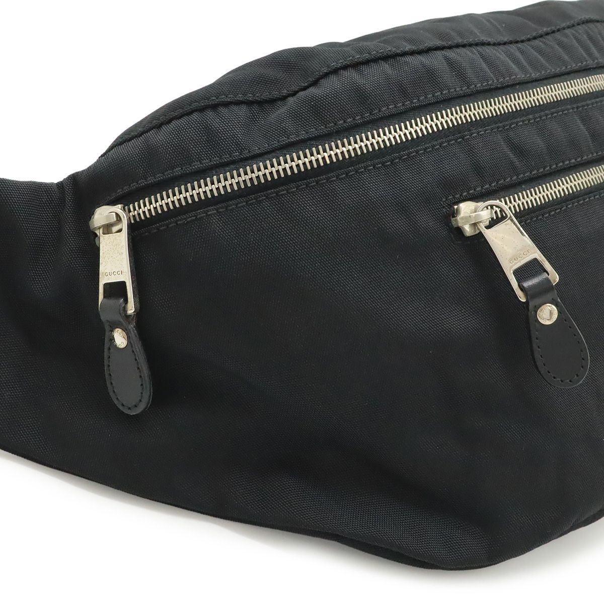 Gucci Belt Bag Waist Pouch Hip Nylon Canvas Black Silver — view 5
