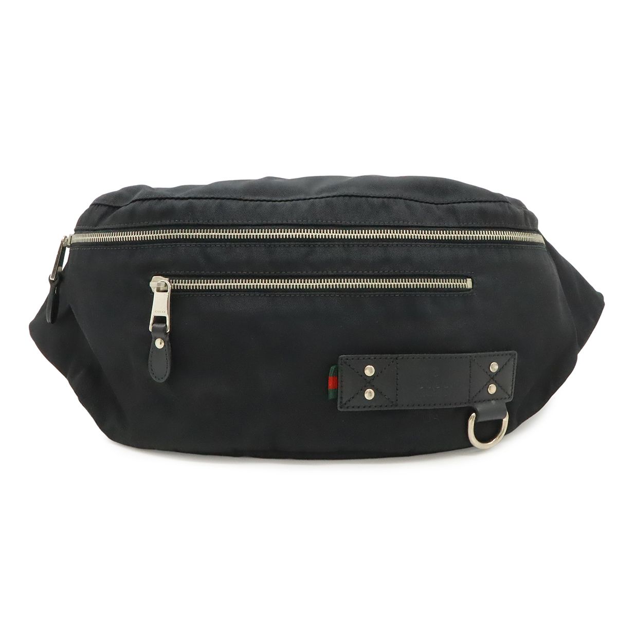 Gucci Belt Bag Waist Pouch Hip Nylon Canvas Black Silver