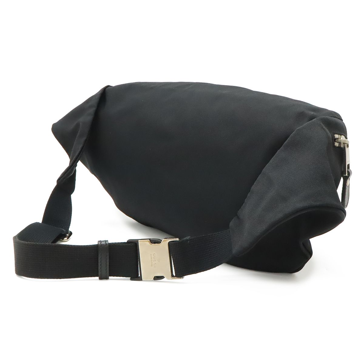 Gucci Belt Bag Waist Pouch Hip Nylon Canvas Black Silver — view 2