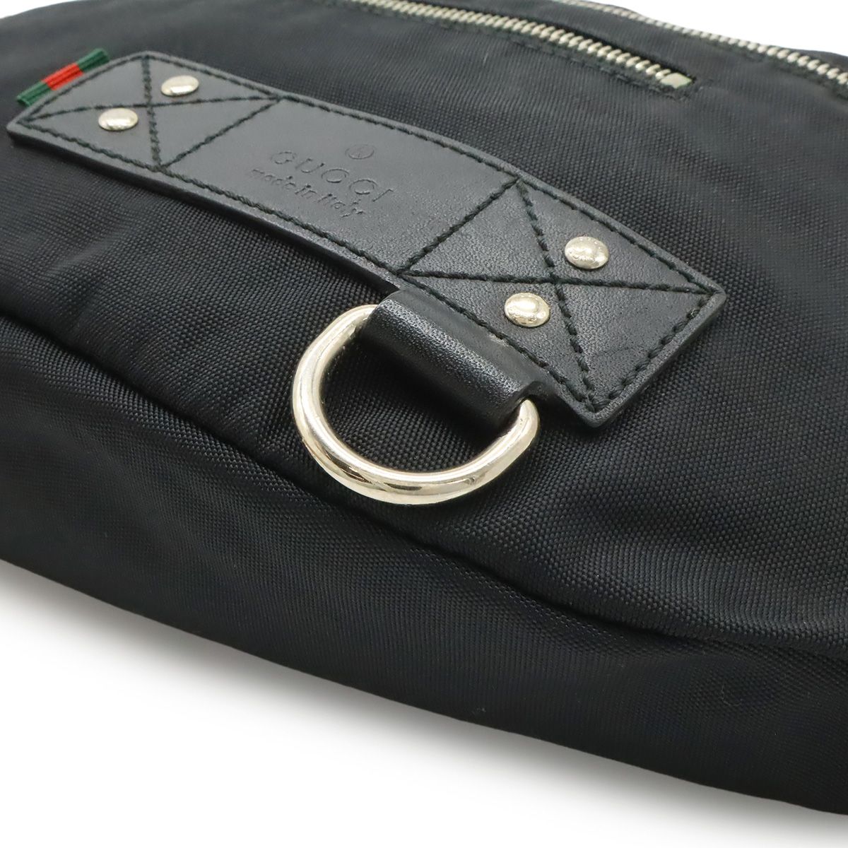 Gucci Belt Bag Waist Pouch Hip Nylon Canvas Black Silver — view 3