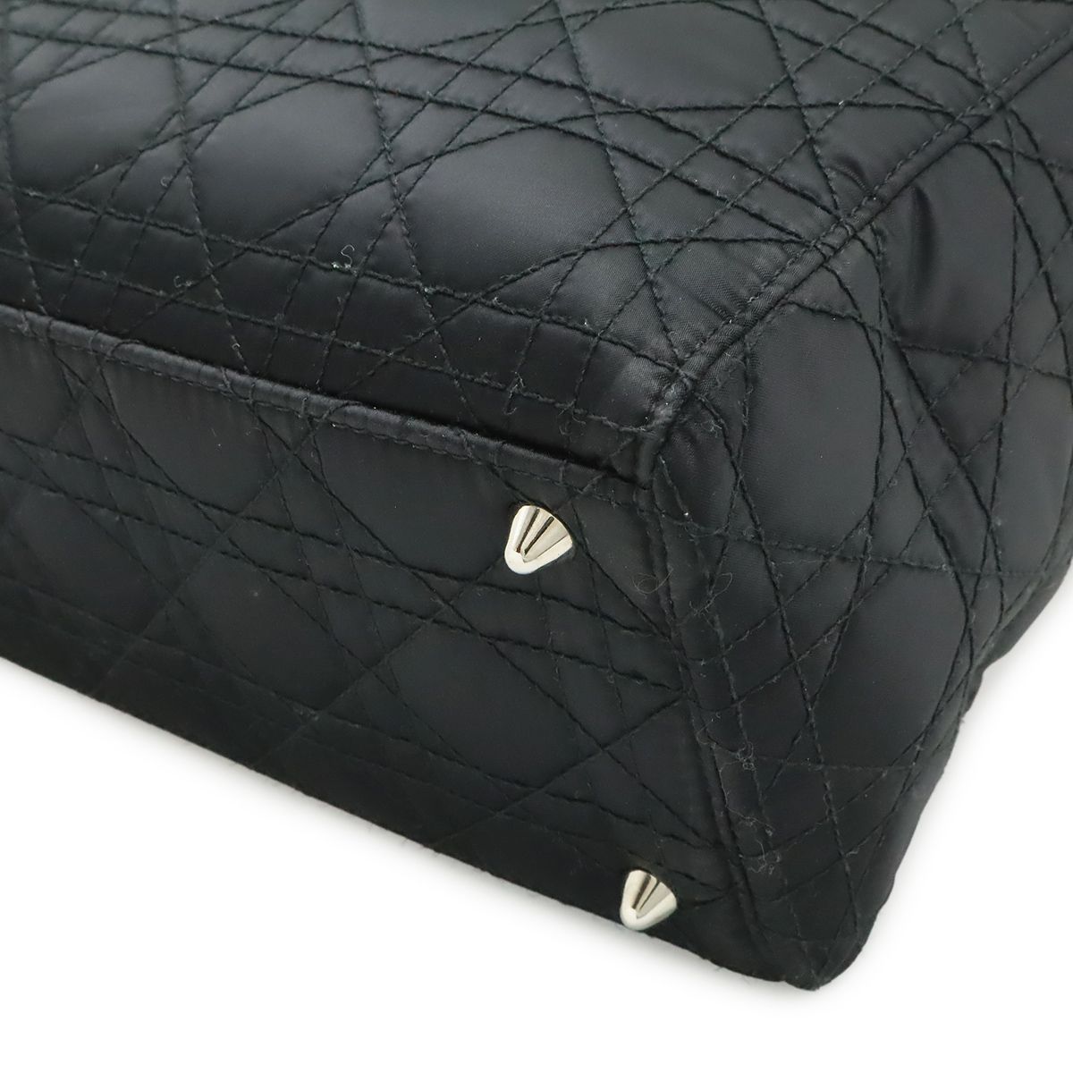 Dior Cannage 2-Way Shoulder Bag Satin Leather Black — view 3