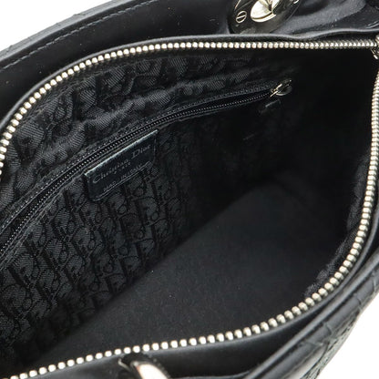Dior Cannage 2-Way Shoulder Bag Satin Leather Black — view 7